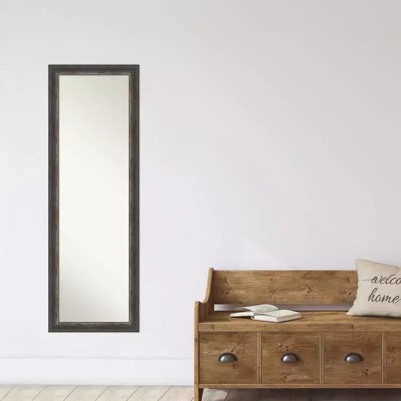 Miroir de porte encadré rustique écorce anthracite 45,7 x 132 cm – Amanti Art : Cadre en polystyrène, quincaillerie de montage incluse
