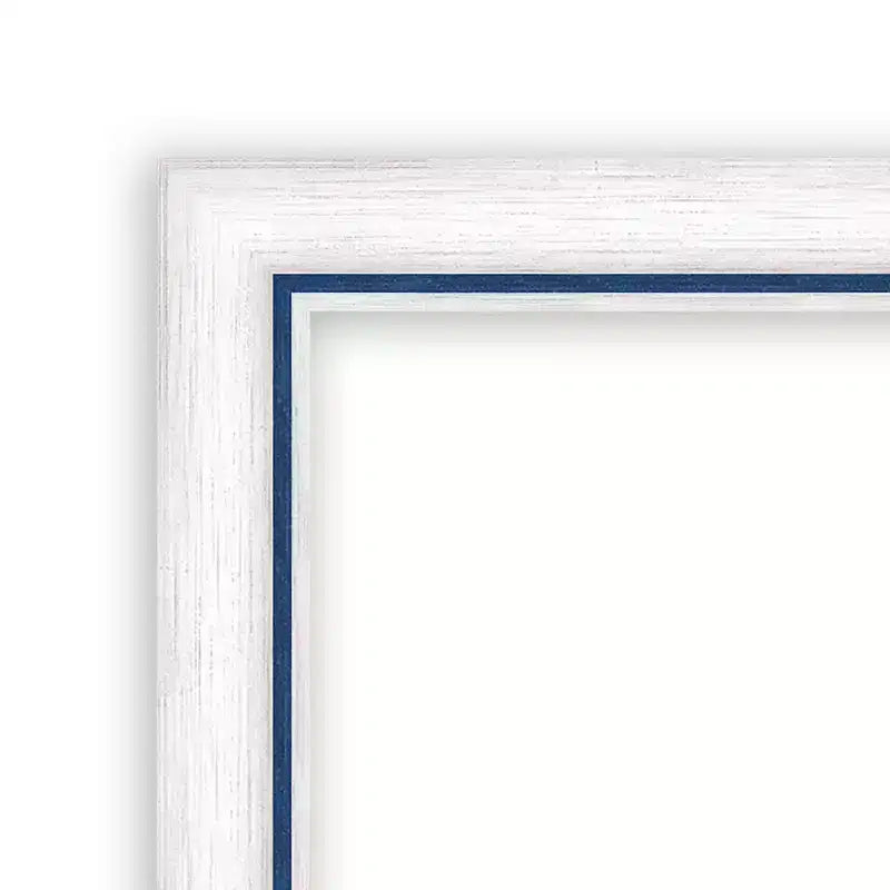 Miroir mural de salle de bain Morgan en bois 38 po x 26 po, non biseauté, blanc/bleu - Amanti Art