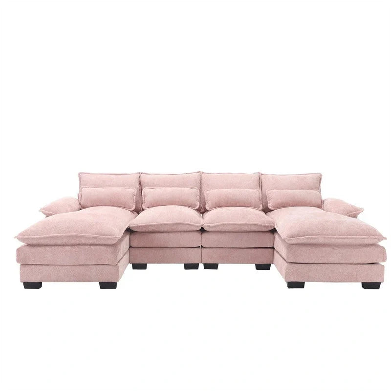 Canapé modulable Cloud pour salon, canapé d'angle moderne en chenille/boucle, canapé convertible modulable confortable avec double méridienne