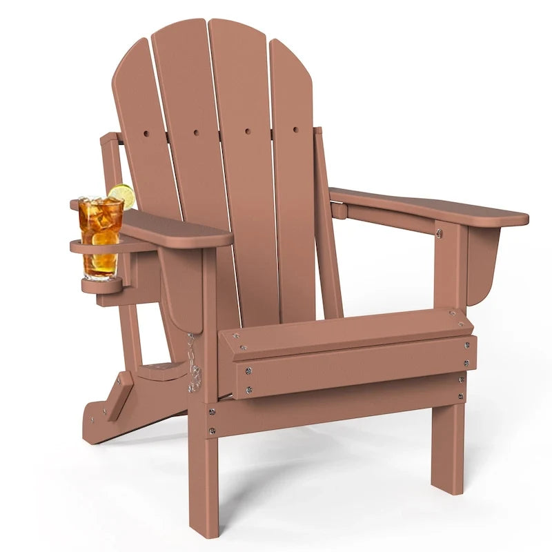 Chaise Adirondack pliante d'extérieur avec porte-gobelet