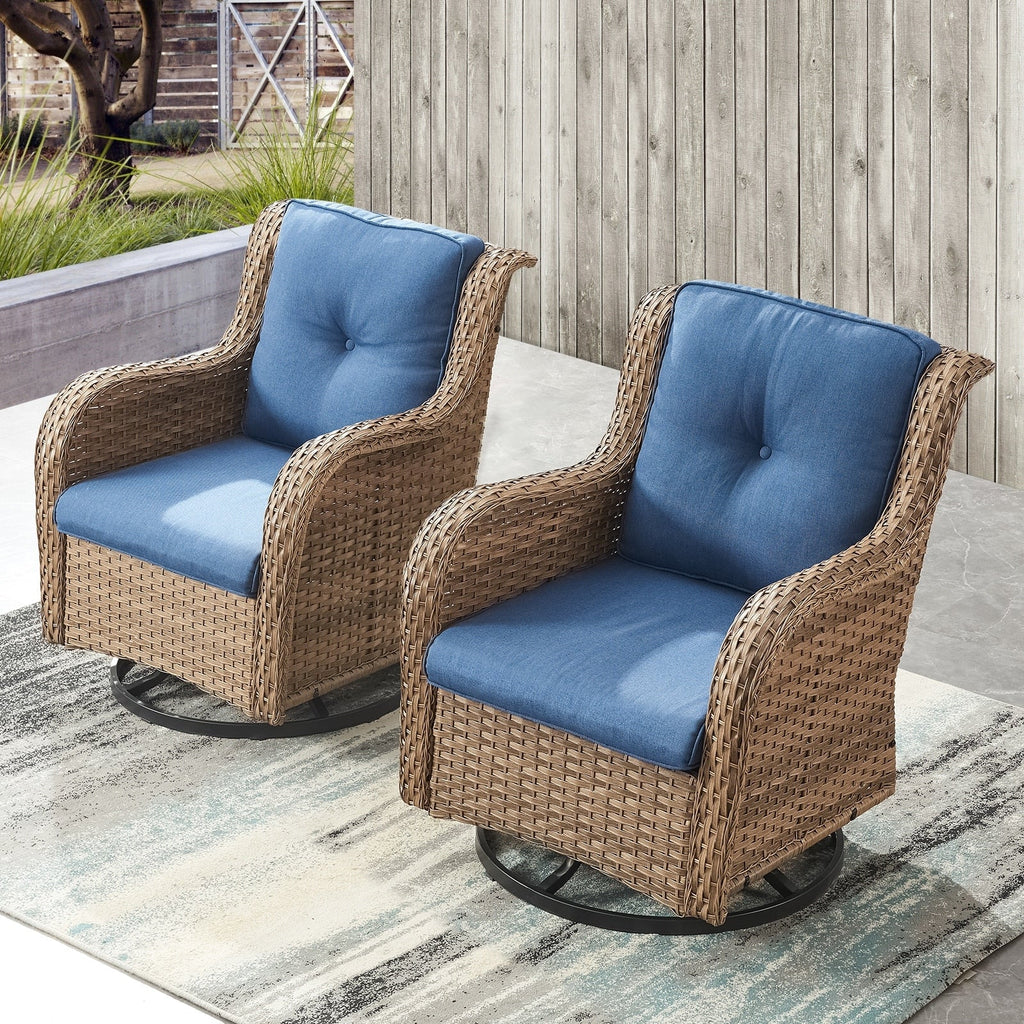 Chaises longues à bascule d'extérieur en osier Gymojoy avec base pivotante (lot de 2)