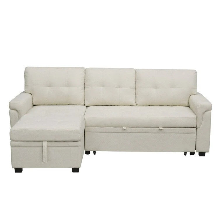 Canapé d'angle réversible convertible avec lit gigogne, méridienne de rangement et pieds durables
