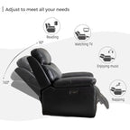 Canapé inclinable électrique avec chargeur sans fil, liseuse, lumière LED pour salon, similicuir, port AC/USB, porte-gobelet, noir