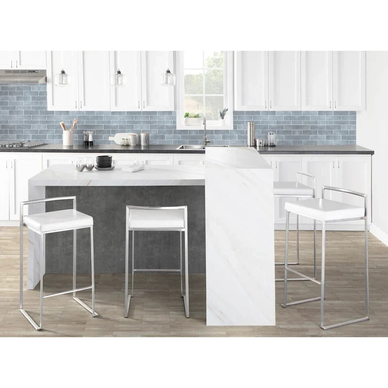 Tabouret de comptoir Silver Orchid Forrest en acier inoxydable empilable et entièrement soudé (lot de 2)