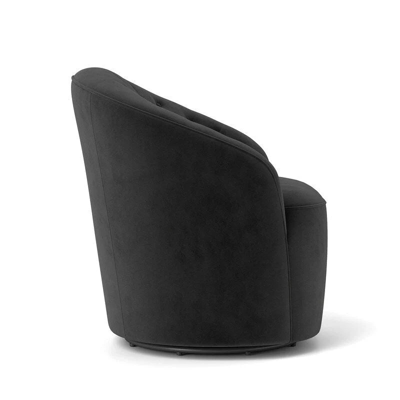 Fauteuil club pivotant à 360 degrés en velours avec dossier capitonné