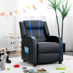 Fauteuil inclinable pour enfants Gymax Canapé ergonomique en cuir avec repose-pieds