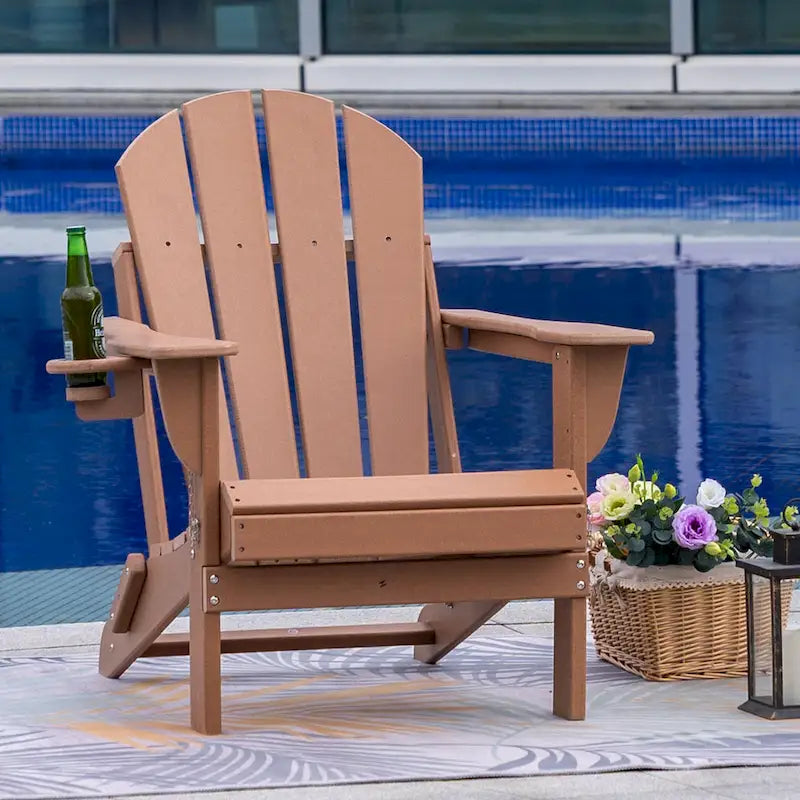 Chaise Adirondack pliante d'extérieur avec porte-gobelet