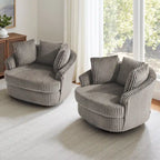 DREAMSIDEA Lot de 2 fauteuils pivotants recouverts de tissu, accoudoirs encastrés
