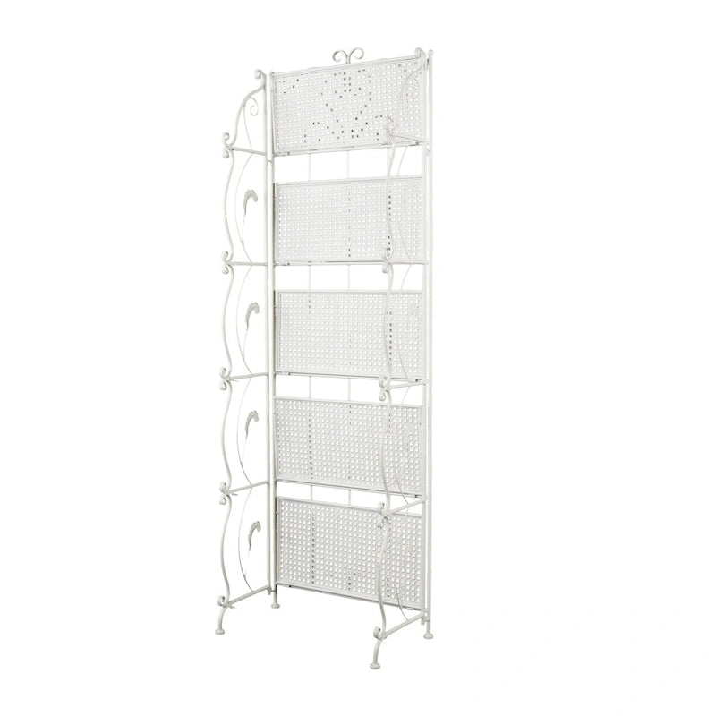 Étagère de Boulanger Pliable Haute à 5 Niveaux en Métal Décoratif pour Intérieur/Extérieur - Or ou Blanc - Roche River Decor