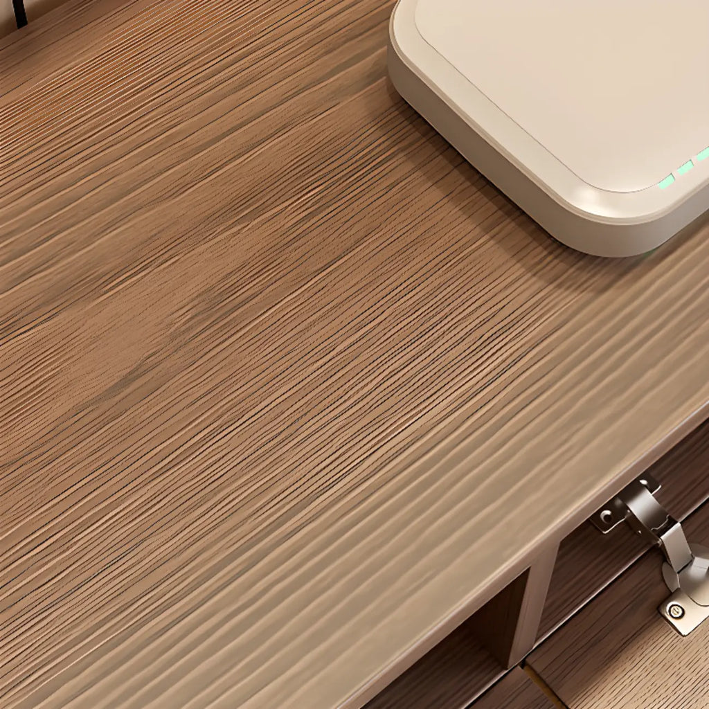Meuble TV mural moderne marron foncé en bois avec lumière