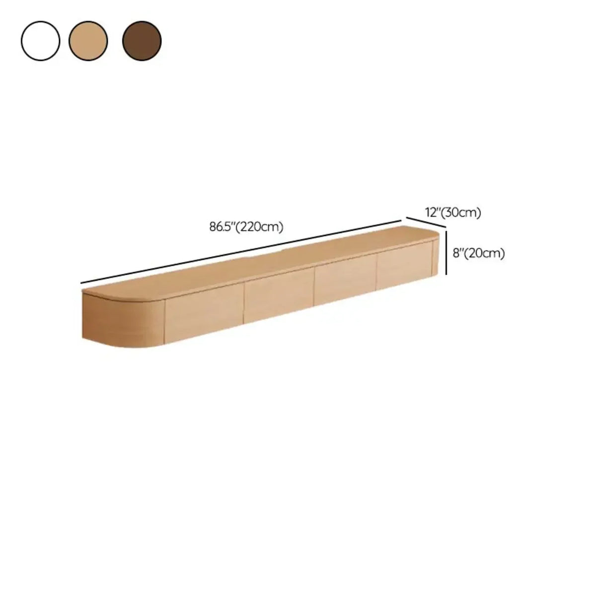 Meuble TV mural moderne marron foncé en bois avec lumière