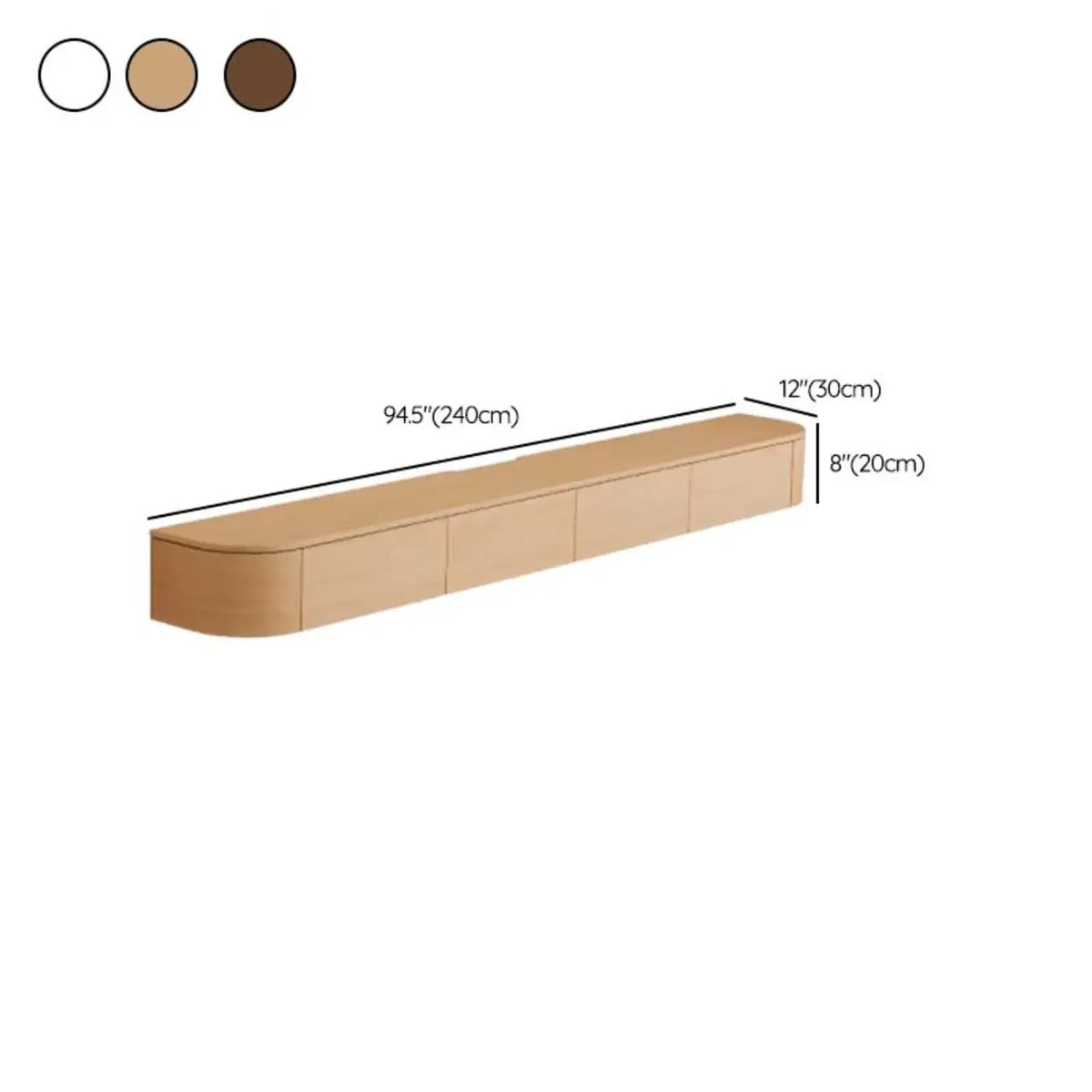 Meuble TV mural moderne marron foncé en bois avec lumière