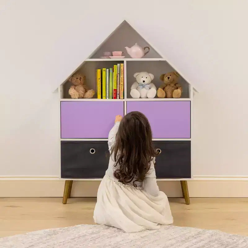 Organisateur de rangement pour maison de poupées Humble Crew pour enfants, violet