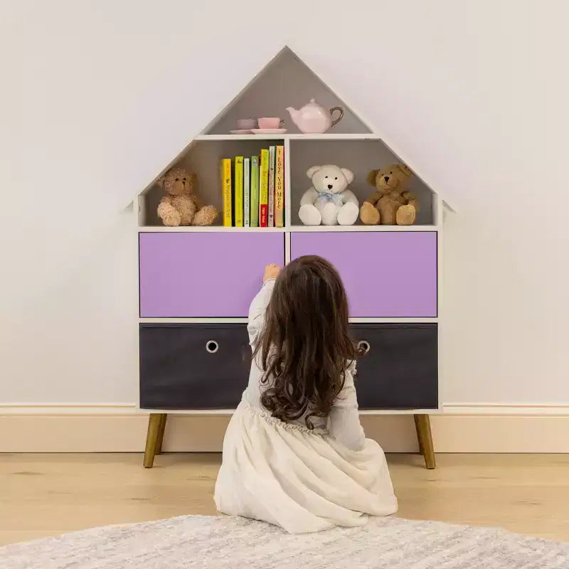 Organisateur de rangement pour maison de poupées Humble Crew pour enfants, violet