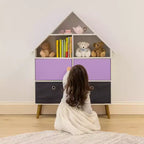Organisateur de rangement pour maison de poupées Humble Crew pour enfants, violet