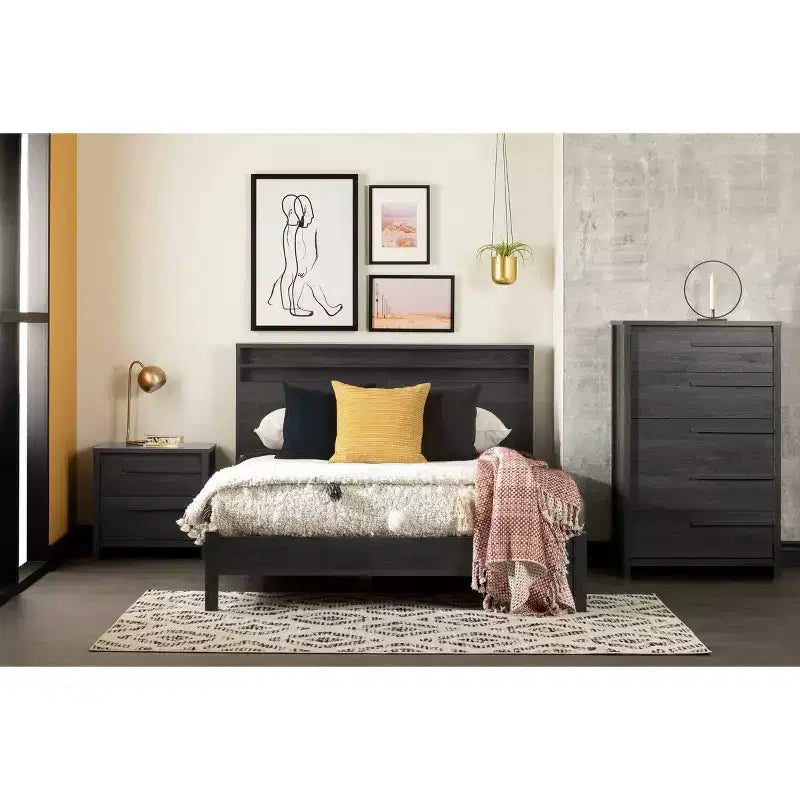 Commode à 5 tiroirs pour enfant South Shore Tao, chêne gris : commode verticale, quincaillerie anti-basculement, meubles pour adolescents et enfants