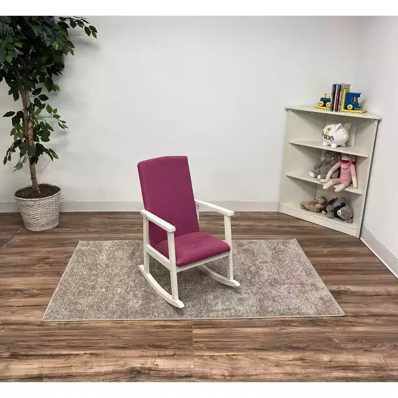 Fauteuil à bascule pour enfants entièrement rembourré et dossier rose – Cadeau Mark : fauteuil d'appoint pour tout-petits, structure en bois, mobilier pour enfants