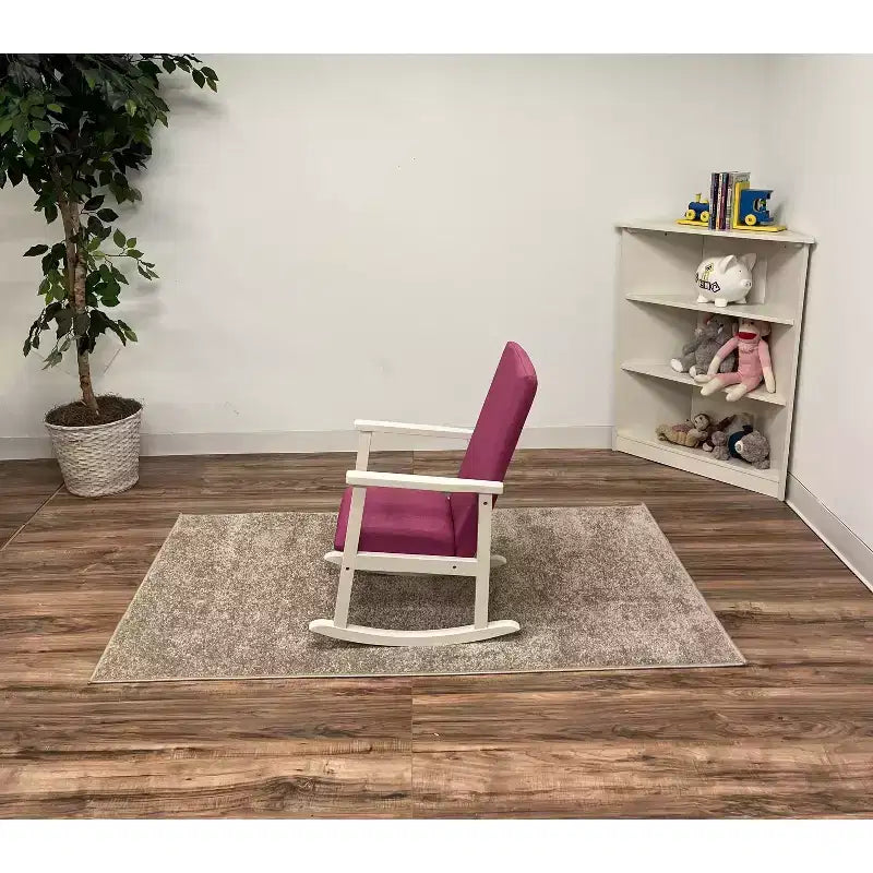 Fauteuil à bascule pour enfants entièrement rembourré et dossier rose – Cadeau Mark : fauteuil d'appoint pour tout-petits, structure en bois, mobilier pour enfants