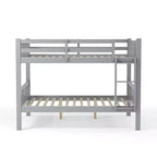 Lit superposé pour enfants Clare de ioHOMES, gris – lits jumeaux superposés : garde-corps et échelle intégrés, placage bois, style contemporain