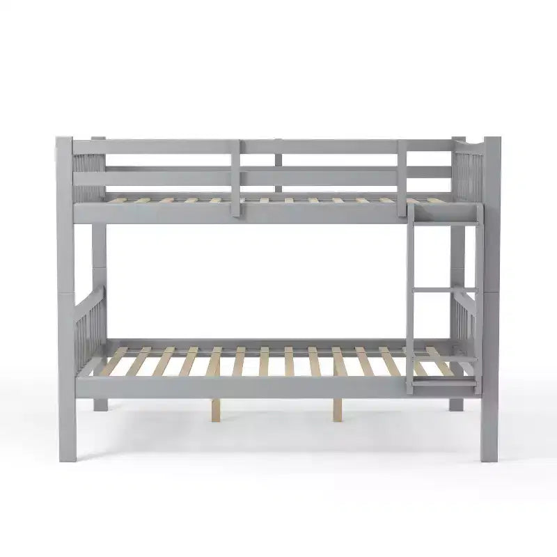 Lit superposé pour enfants Clare de ioHOMES, gris – lits jumeaux superposés : garde-corps et échelle intégrés, placage bois, style contemporain
