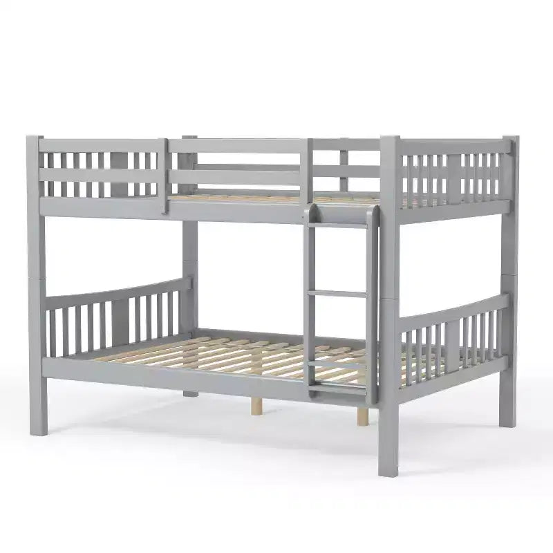 Lit superposé pour enfants Clare de ioHOMES, gris – lits jumeaux superposés : garde-corps et échelle intégrés, placage bois, style contemporain