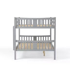 Lit superposé pour enfants Clare de ioHOMES, gris – lits jumeaux superposés : garde-corps et échelle intégrés, placage bois, style contemporain