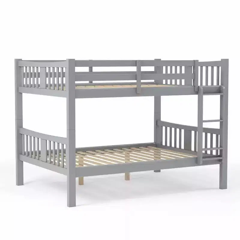 Lit superposé pour enfants Clare de ioHOMES, gris – lits jumeaux superposés : garde-corps et échelle intégrés, placage bois, style contemporain