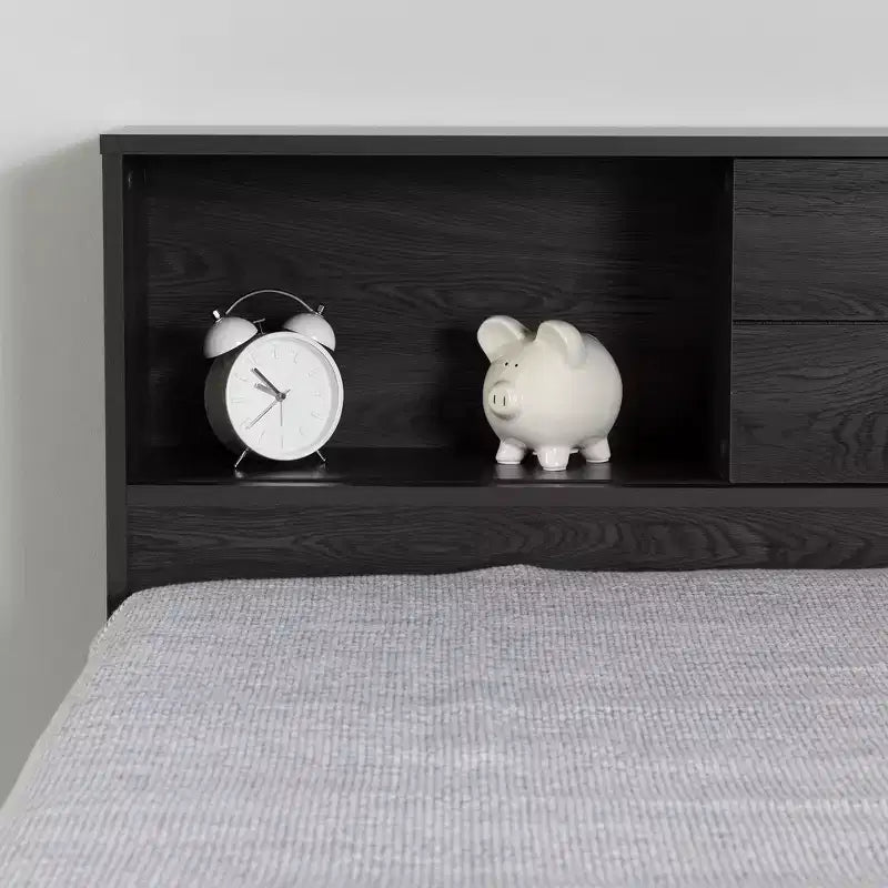 Tête de lit pour enfants South Shore Twin Fynn avec rangement, Chêne gris