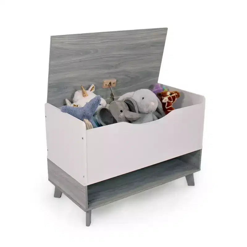 Humble Crew Morgan Coffre à jouets pour enfant de style Mid-Century avec couvercle à fermeture douce et étagère de rangement, gris : Organisateur de jouets pour bébé, étagère à livres