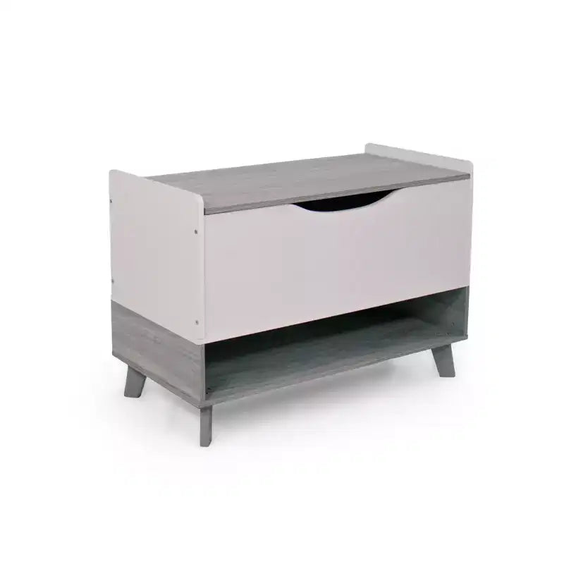 Humble Crew Morgan Coffre à jouets pour enfant de style Mid-Century avec couvercle à fermeture douce et étagère de rangement, gris : Organisateur de jouets pour bébé, étagère à livres