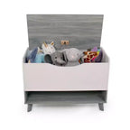 Humble Crew Morgan Coffre à jouets pour enfant de style Mid-Century avec couvercle à fermeture douce et étagère de rangement, gris : Organisateur de jouets pour bébé, étagère à livres
