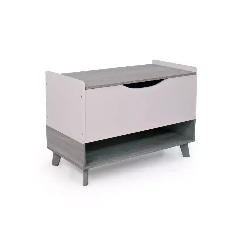 Humble Crew Morgan Coffre à jouets pour enfant de style Mid-Century avec couvercle à fermeture douce et étagère de rangement, gris : Organisateur de jouets pour bébé, étagère à livres