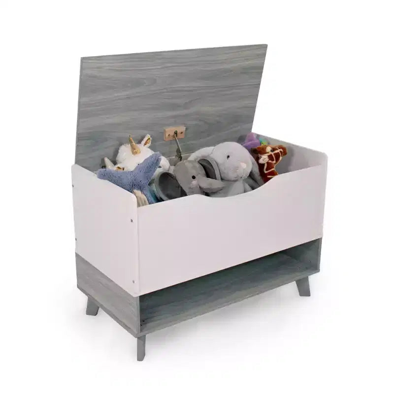 Humble Crew Morgan Coffre à jouets pour enfant de style Mid-Century avec couvercle à fermeture douce et étagère de rangement, gris : Organisateur de jouets pour bébé, étagère à livres