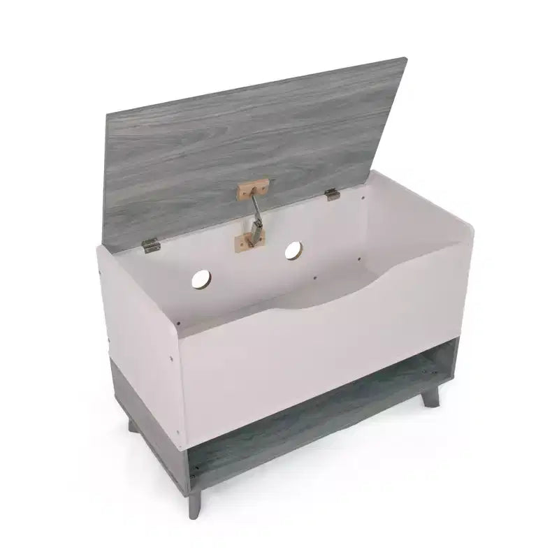 Humble Crew Morgan Coffre à jouets pour enfant de style Mid-Century avec couvercle à fermeture douce et étagère de rangement, gris : Organisateur de jouets pour bébé, étagère à livres