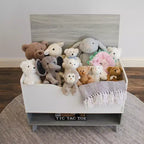 Humble Crew Morgan Coffre à jouets pour enfant de style Mid-Century avec couvercle à fermeture douce et étagère de rangement, gris : Organisateur de jouets pour bébé, étagère à livres