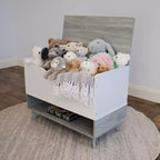 Humble Crew Morgan Coffre à jouets pour enfant de style Mid-Century avec couvercle à fermeture douce et étagère de rangement, gris : Organisateur de jouets pour bébé, étagère à livres