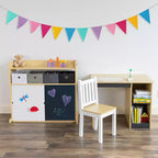 Humble Crew Ensemble Bureau et Chaise pour Tout-Petits, Bois Naturel : Cadre en MDF, Table Rectangulaire, 3 ans et +, Ensemble 2 pièces