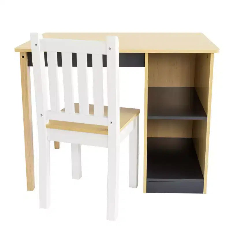 Humble Crew Ensemble Bureau et Chaise pour Tout-Petits, Bois Naturel : Cadre en MDF, Table Rectangulaire, 3 ans et +, Ensemble 2 pièces