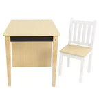 Humble Crew Ensemble Bureau et Chaise pour Tout-Petits, Bois Naturel : Cadre en MDF, Table Rectangulaire, 3 ans et +, Ensemble 2 pièces