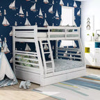 Lit superposé enfant Emma, double sur grand, blanc - ioHOMES