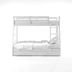 Lit superposé enfant Emma, double sur grand, blanc - ioHOMES
