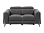 Canapé 2 places électrique Meublori en cuir gris anthracite
