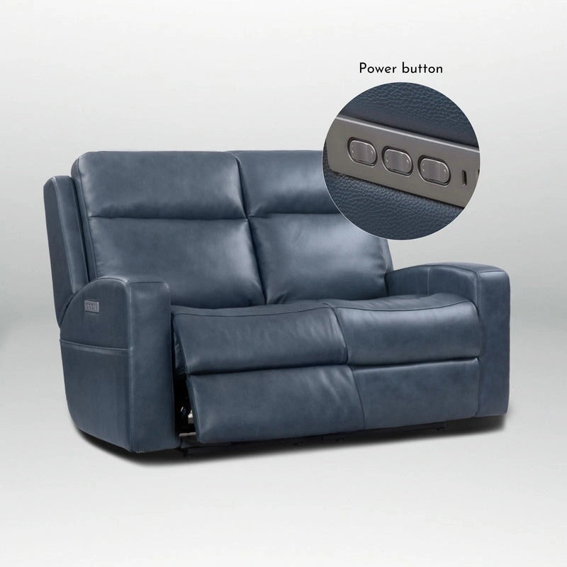 Causeuse inclinable électrique en cuir véritable avec espace de rangement et port de charge USB pour salon