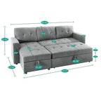 Canapé d'angle réversible convertible avec lit gigogne, méridienne de rangement et pieds durables