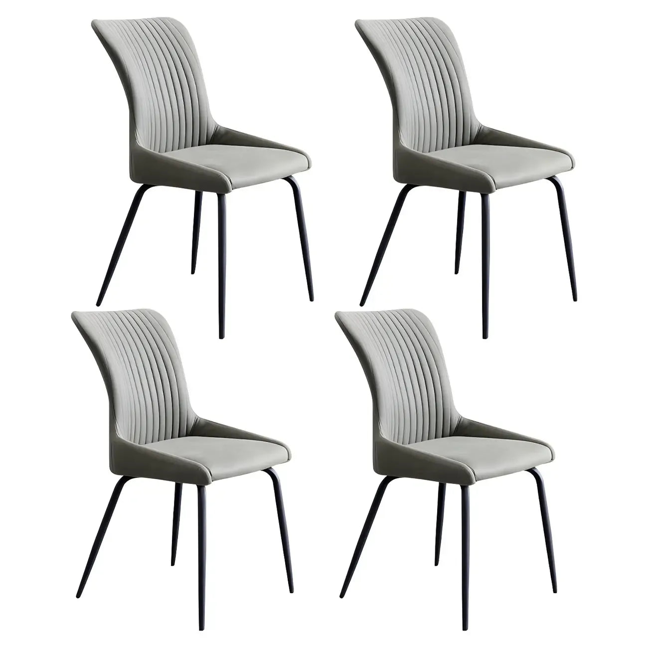 Chaises de salle à manger sans accoudoirs gris foncé industrielles