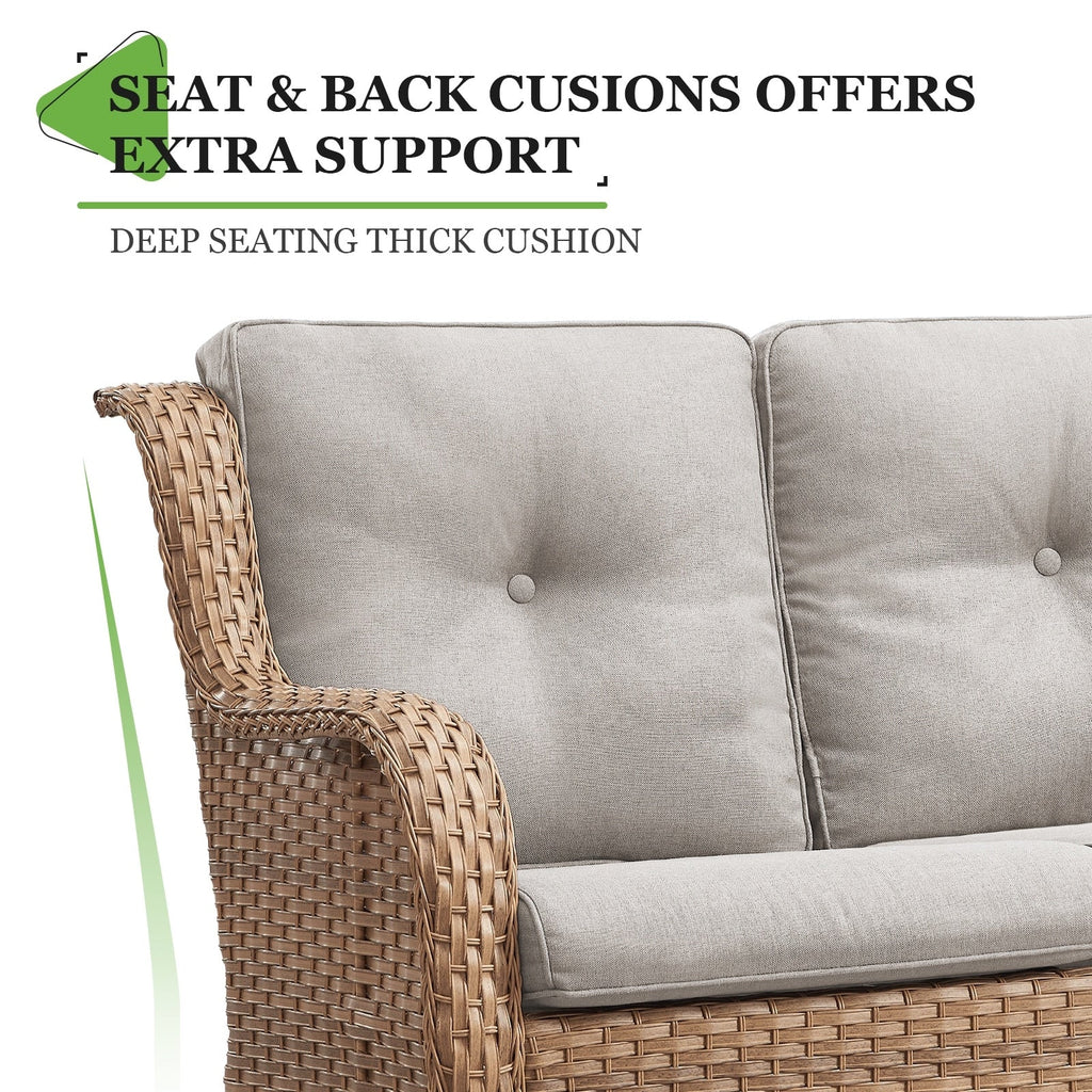 Gymojoy Canapé d'extérieur deux places en rotin Wicker Sofa Set