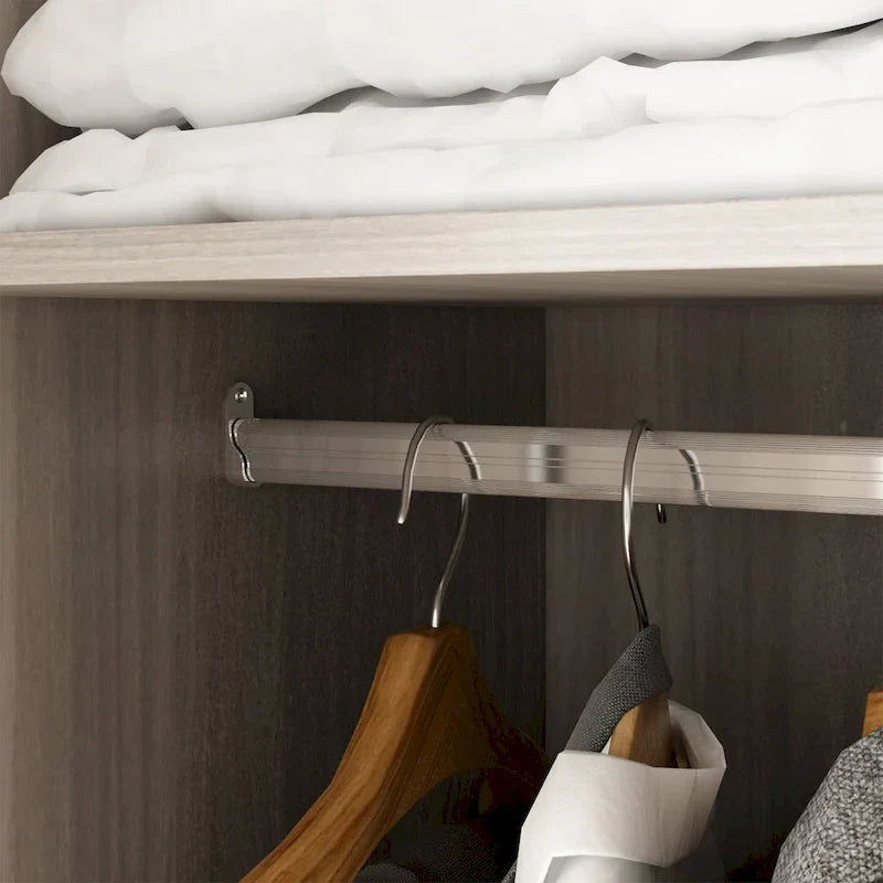 Armoire de rangement en bois avec 6 cubes de rangement et tringle à vêtements