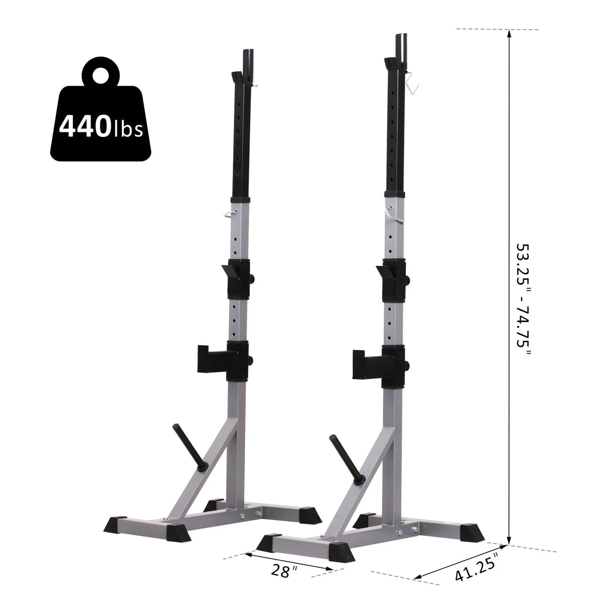 Soozier Rack à squat/banc de musculation en acier 2 pièces réglable en hauteur - N/A