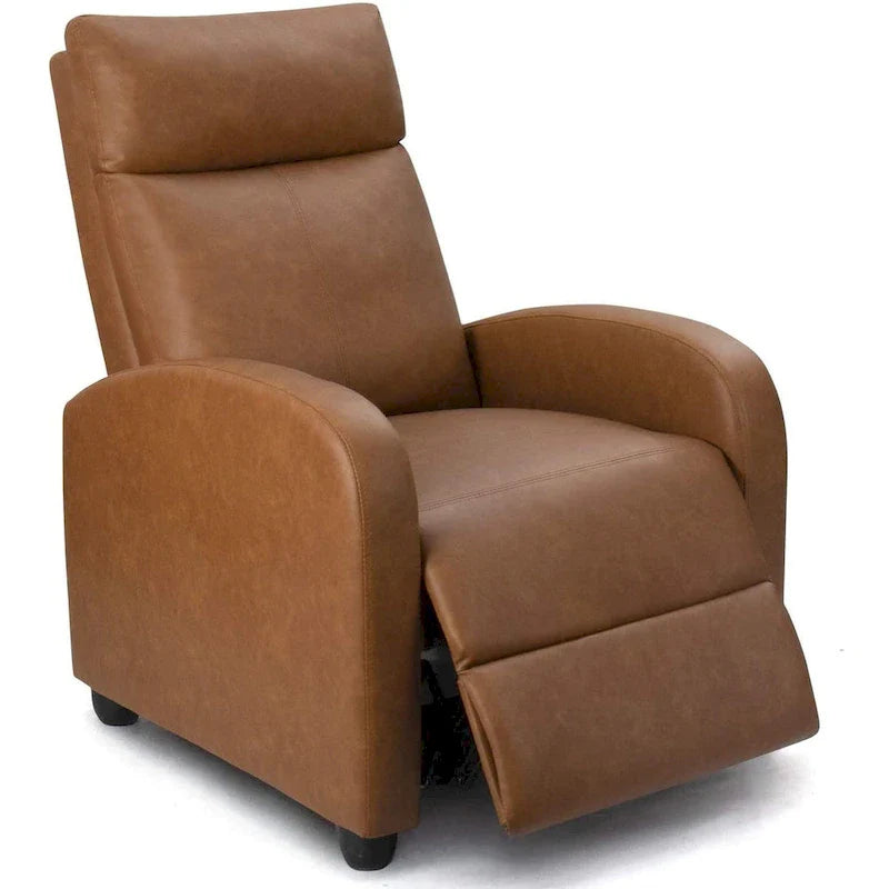Fauteuil inclinable à dossier basculant en similicuir, marron / noir / gris / kaki / rouge / beige, simple
