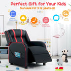 Fauteuil inclinable pour enfants Gymax Canapé ergonomique en cuir avec repose-pieds